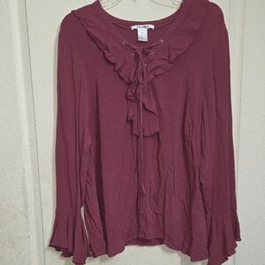 Allison Daley Women's Plum Ruffle Blouse